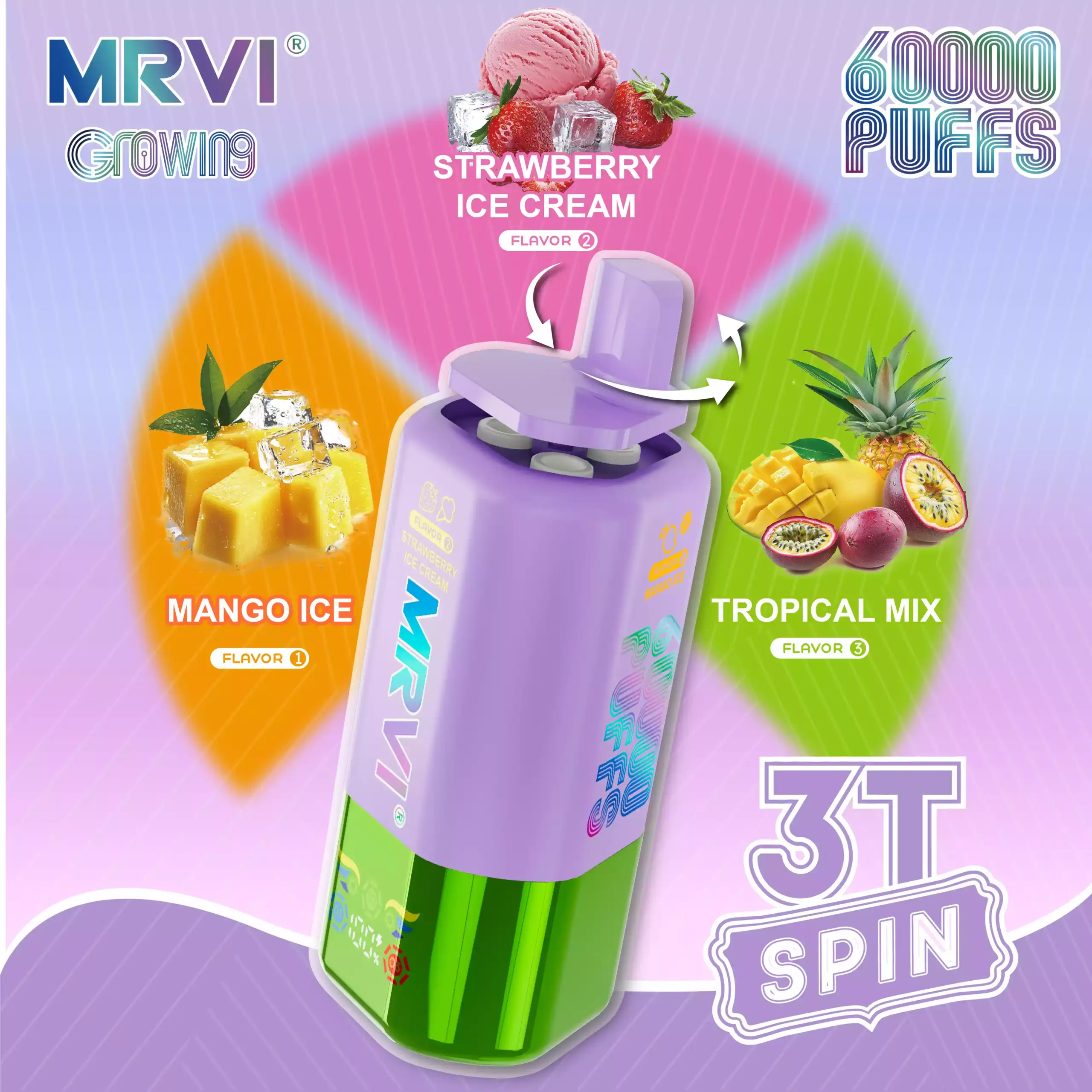 MRVI GROWING 60K Puffs 3T SPIN Disposable Vape 48ml