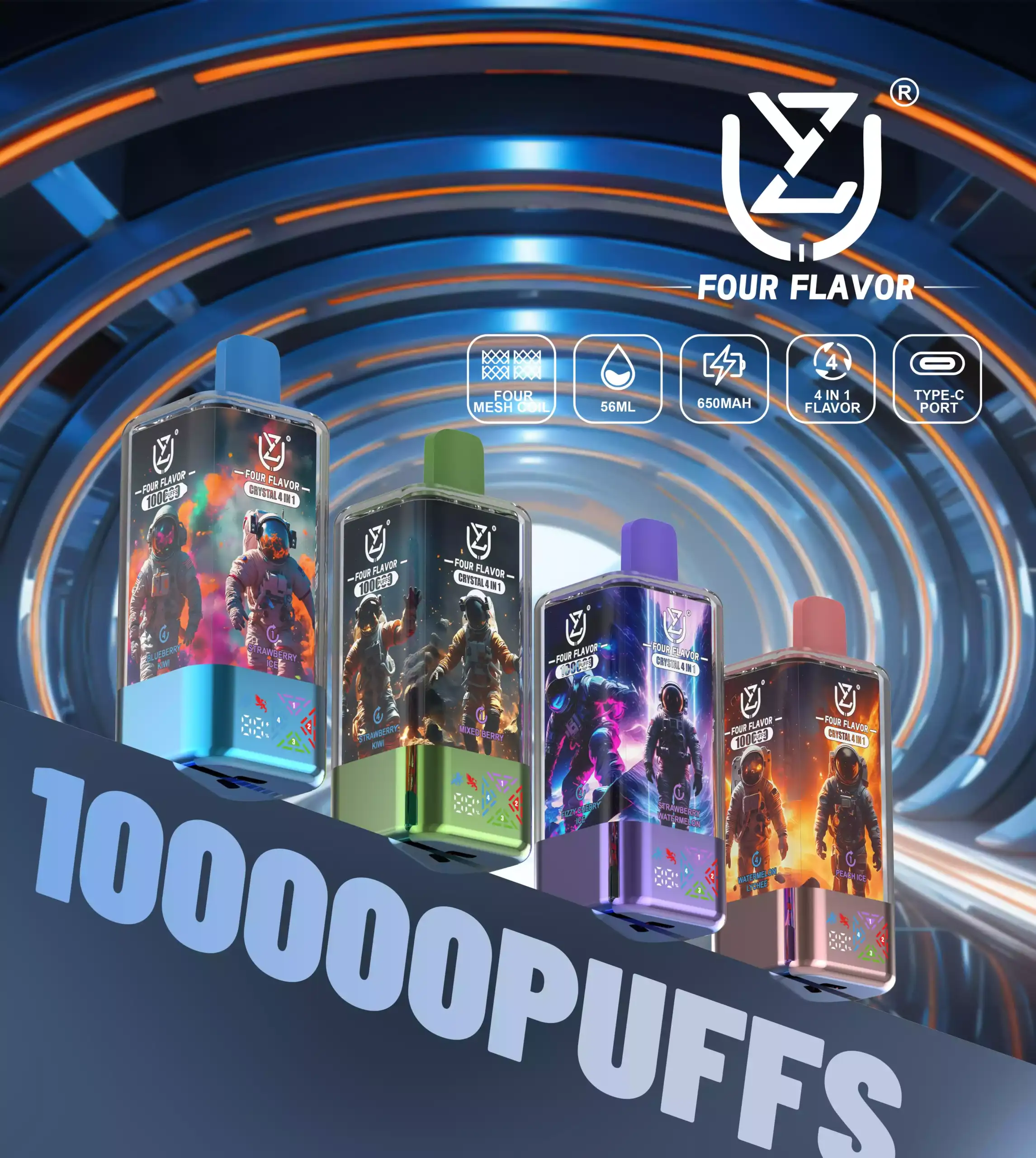 UZY Crystal 4 in 1 100000 Puffs Disposable Vape mit LED Display